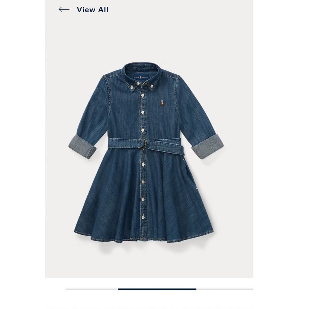 Ralph Lauren Blue Belted Cotton Denim Shirtdress / Size-3-3T - Picture 12 of 16